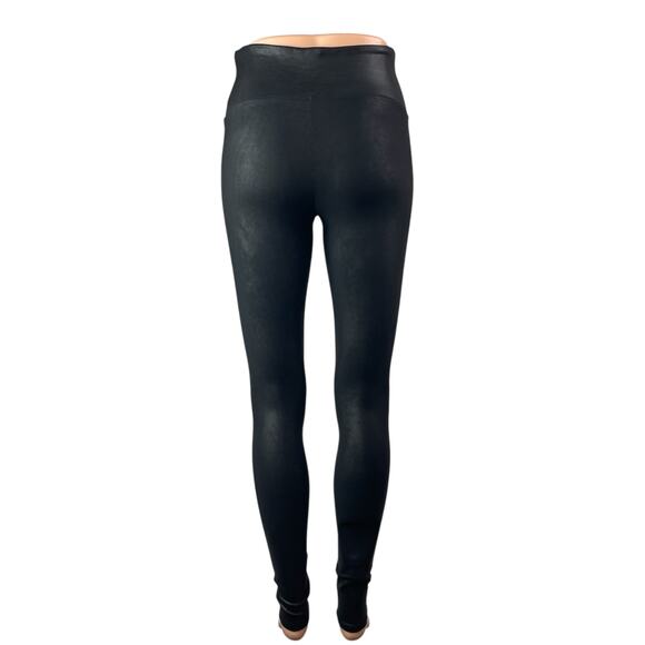 Spanx Women's Black Faux Leather Mid Rise Skinny Trousers Leggings Pants Size M - Picture 2 of 4